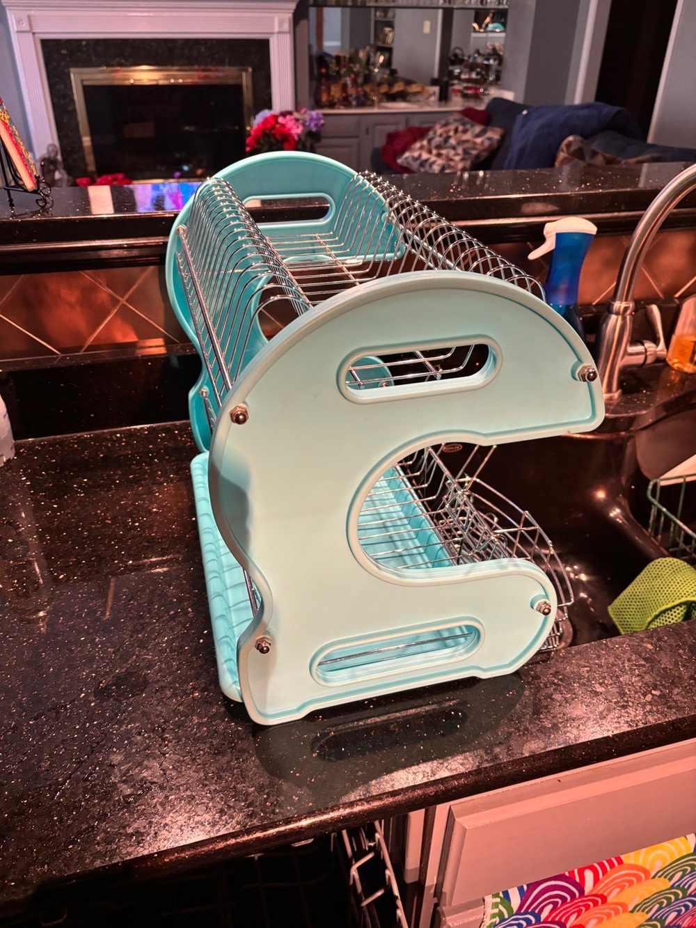 Retro Vibe Teal Blue Dish Drainer NWOT